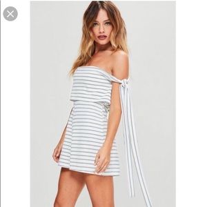 NWT! Missguided white striped romper